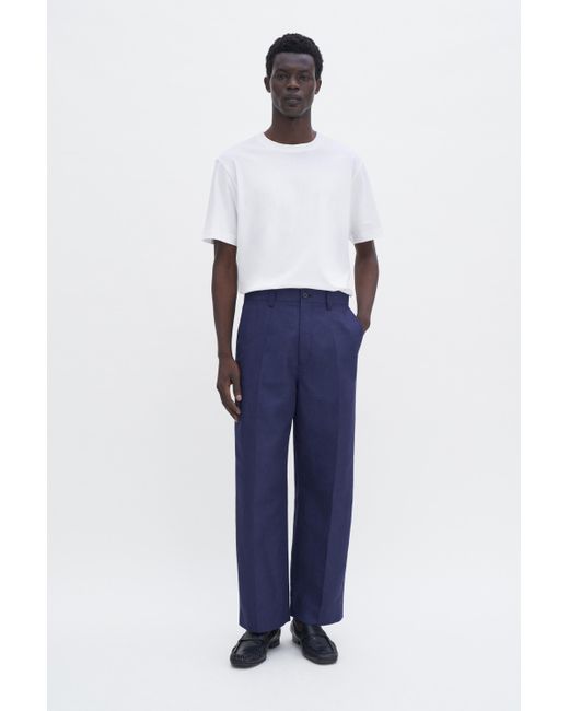 Filippa K Blue Oversized Cropped Work Trousers for men