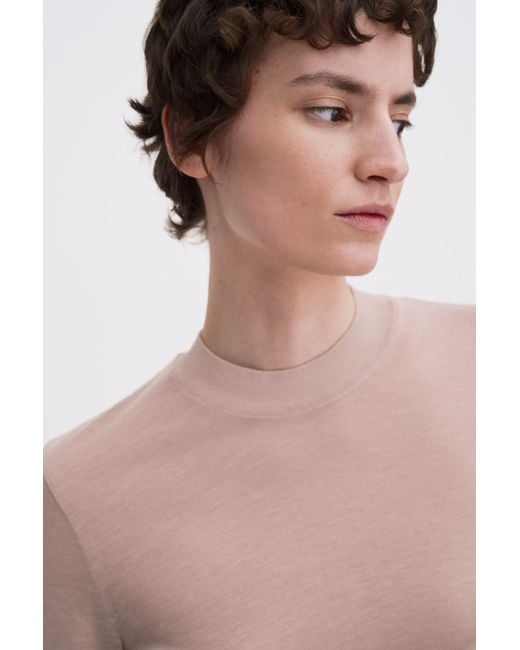 Filippa K Pink Lyocell Cashmere Mock Neck Top