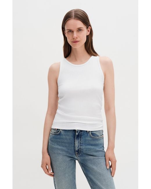 Filippa K White Fine Rib Tank