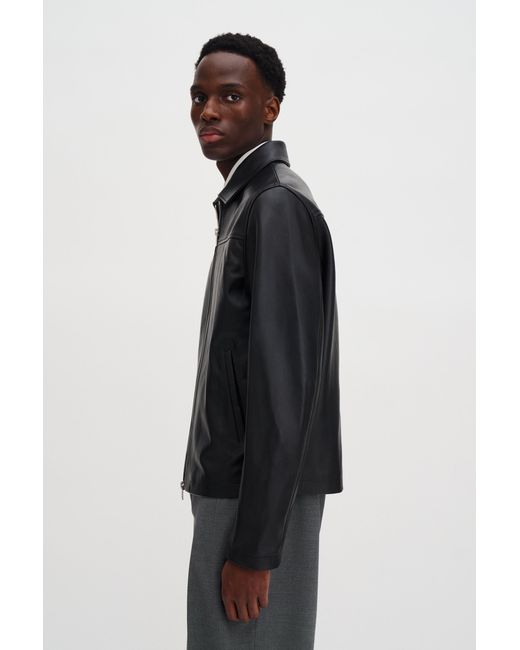 Filippa K Black Leather Coach Jacket for men