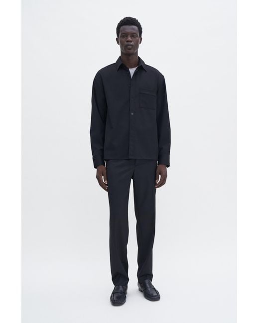 Filippa K Blue Boxy Wool Twill Shirt