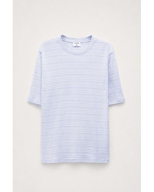Filippa K White Striped Rib Tee for men