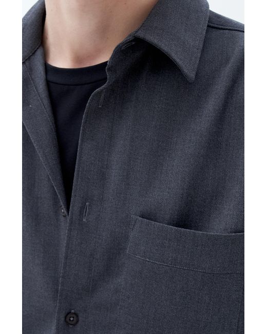 Filippa K Blue W Boxy Wool Twill Shirt