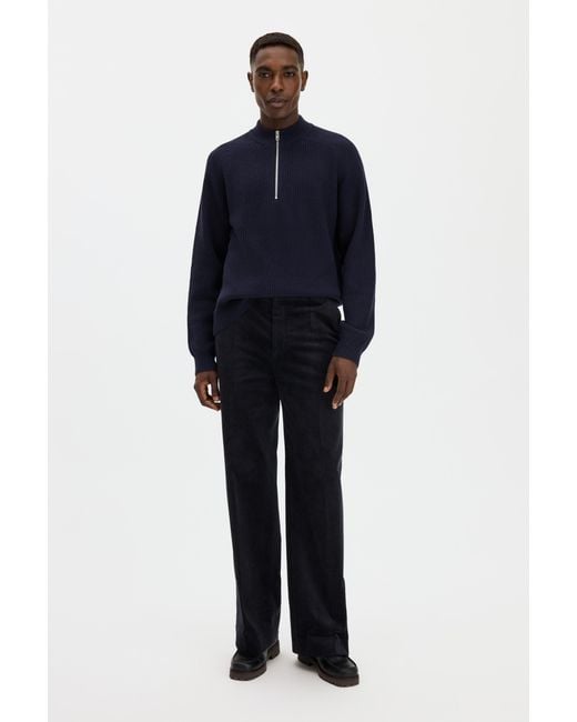 Filippa K Blue Wool Half Zip Sweater for men