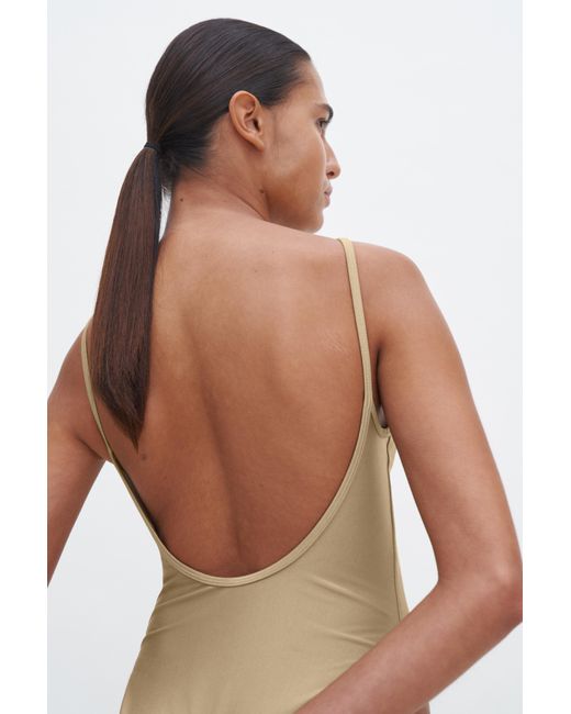 Filippa K Blue Deep Back Shimmer Swimsuit