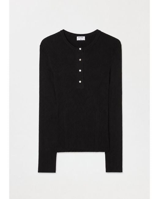Filippa K Blue Ribbed Knit Henley