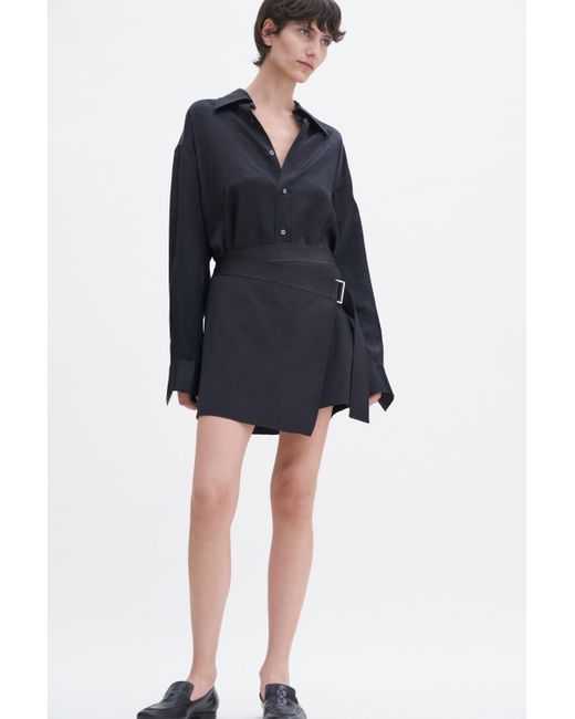 Filippa K Blue Belted Wool Wrap Skirt