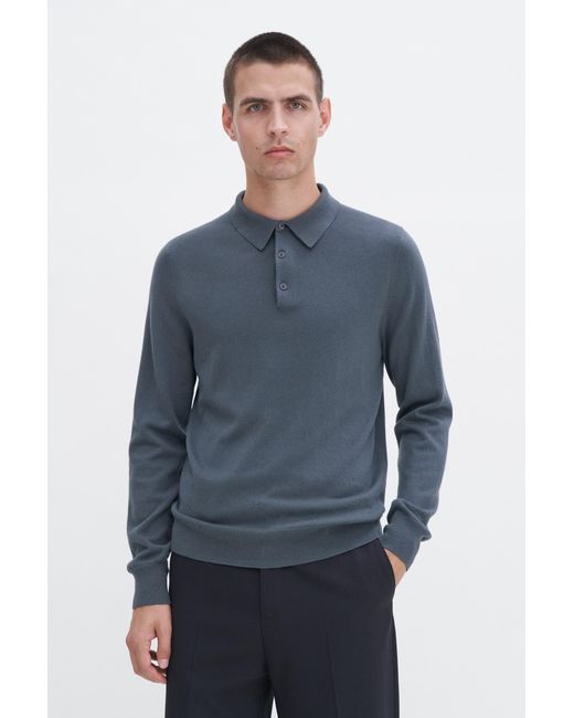 Filippa K Blue Knitted Polo Shirt for men