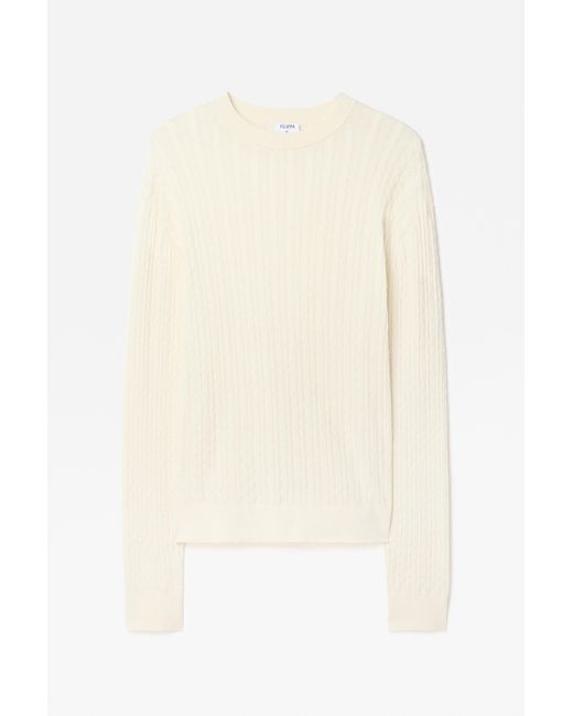 Filippa K White Braided Cotton Silk Sweater for men