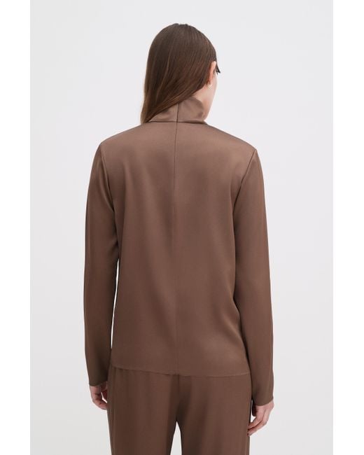 Filippa K Brown Turtleneck Satin Blouse