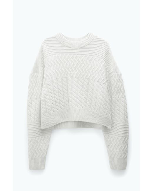 Filippa K White Boxy Braided Sweater