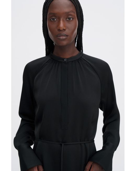 Filippa K Black Gathered Raglan Dress