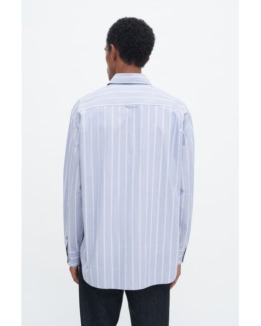 Filippa K Blue Striped Cotton Poplin Shirt for men
