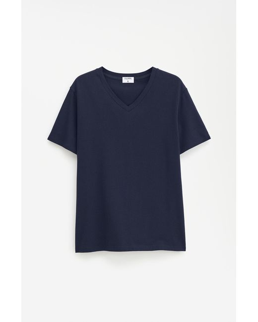 Filippa K Blue Stretch V-Neck Tee for men