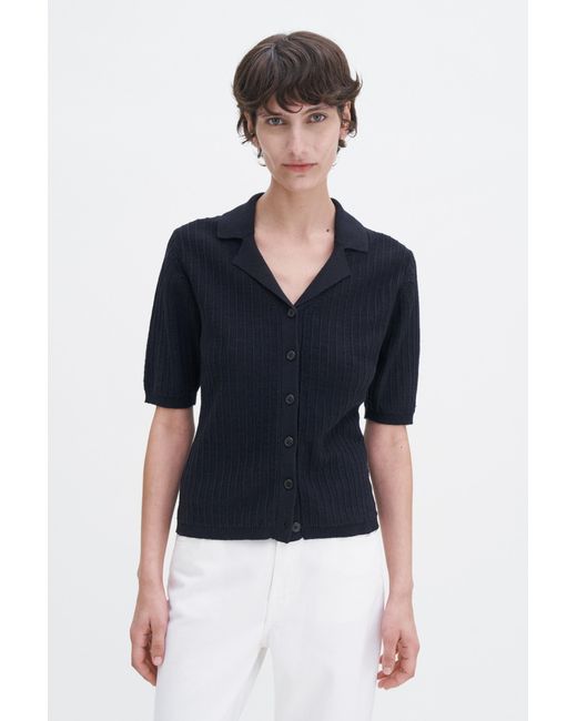 Filippa K Blue Shortsleeve Collar Cardigan