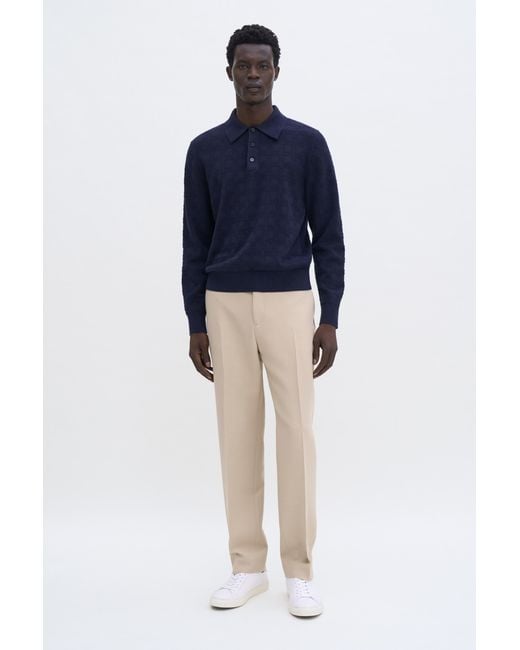 Filippa K Blue Square Knit Polo for men
