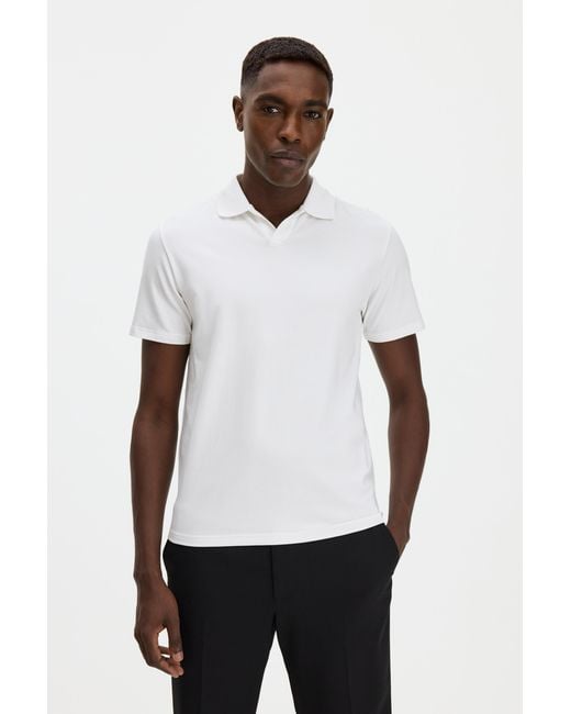 Filippa K White Stretch Cotton Polo T-Shirt for men