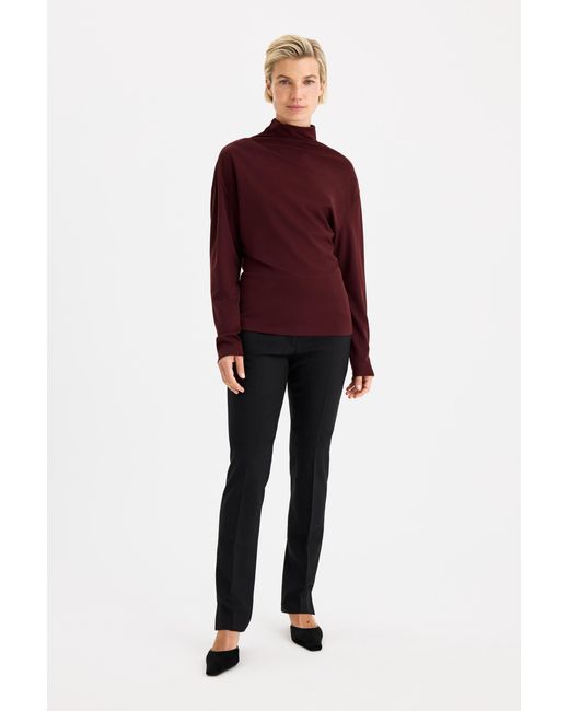 Filippa K Red Twisted Neck Top