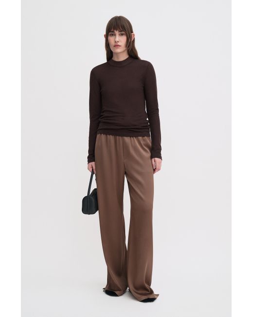 Filippa K Brown Lyocell Cashmere Mock Neck Top