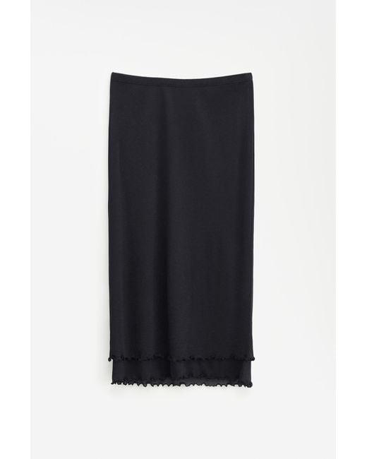 Filippa K Black Layered Frill Crepe Skirt