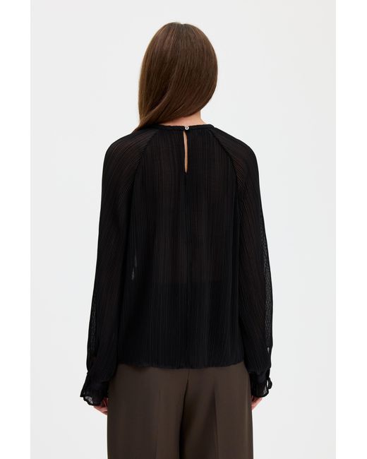 Filippa K Black Plissé Raglan Blouse