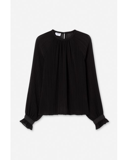 Filippa K Black Plissé Raglan Blouse