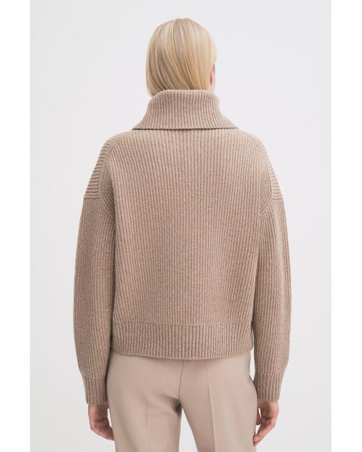Filippa K Natural Ribbed Wool Half Zip Sweater
