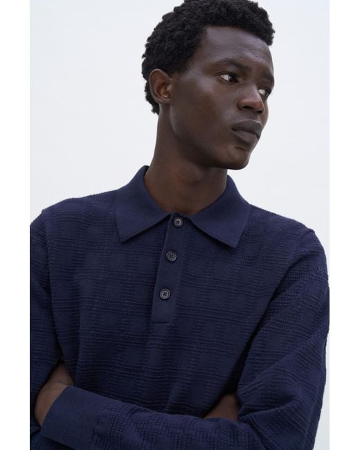 Filippa K Blue Square Knit Polo for men