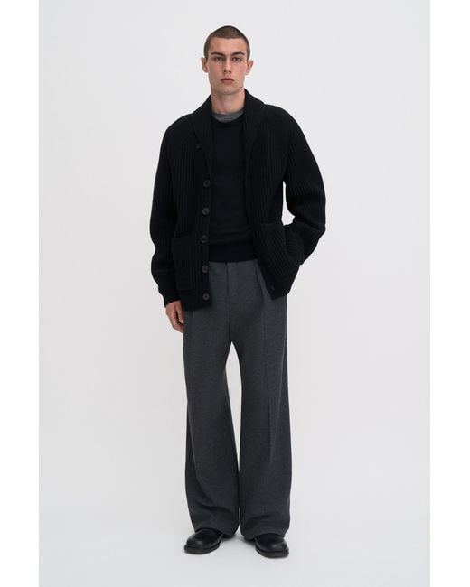 Filippa K Black Shawl Collar Wool Cardigan for men