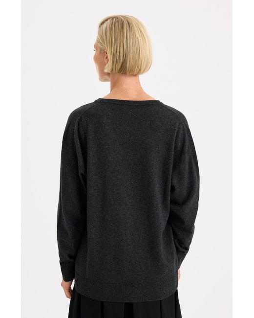 Filippa K Black Soft Wool V-Neck Sweater
