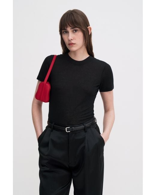 Filippa K Black Lyocell Cashmere Tee