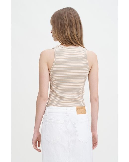 Filippa K White Striped Fine Rib Tank