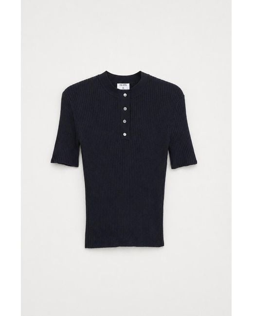 Filippa K Blue Buttoned Knit Top