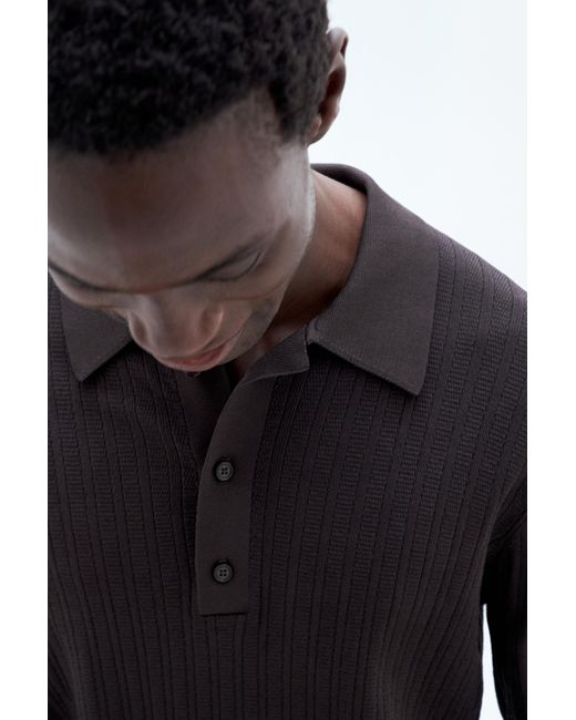 Filippa K Black Shiny Polo Sweater for men