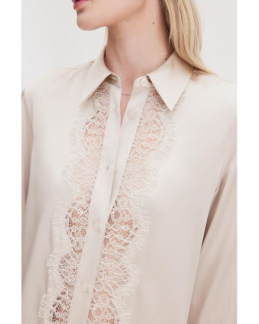Filippa K Natural Vertical Lace Detail Shirt