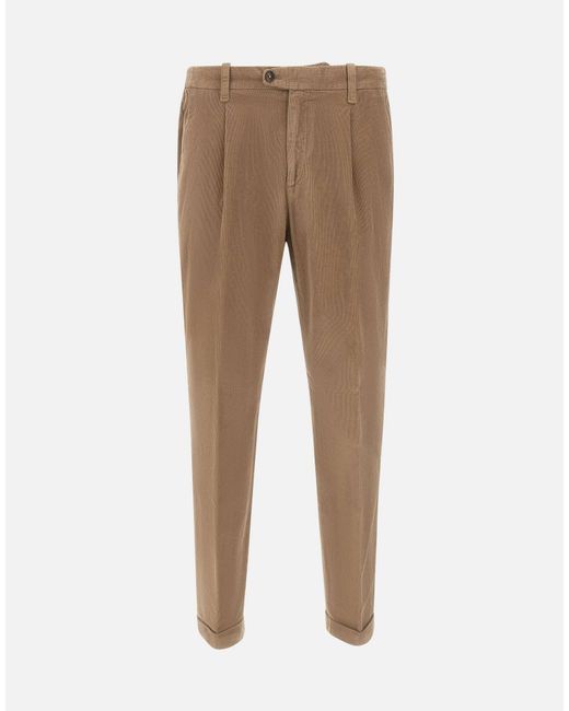 Pantalone A Costine di Devore in Natural da Uomo