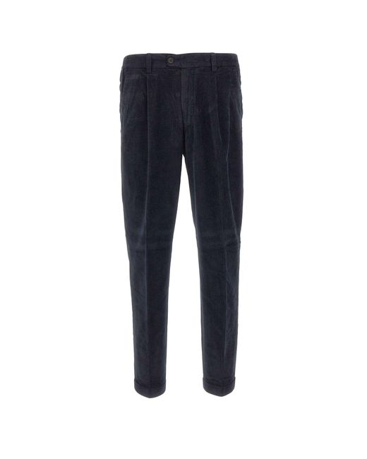 Pantalone A Costine di Devore in Blue da Uomo