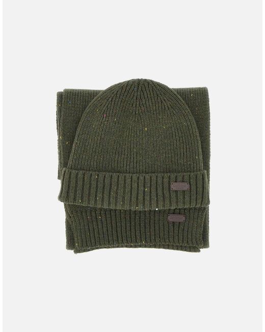 Gift Set Sciarpa E Berretto di Barbour in Green da Uomo