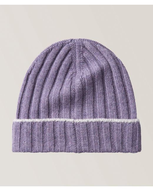 Brunello Cucinelli Purple Tipped Ribbed Cashmere Beanie