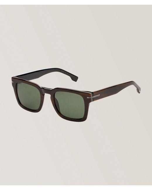 Boss Brown Striped Rectangular Sunglasses