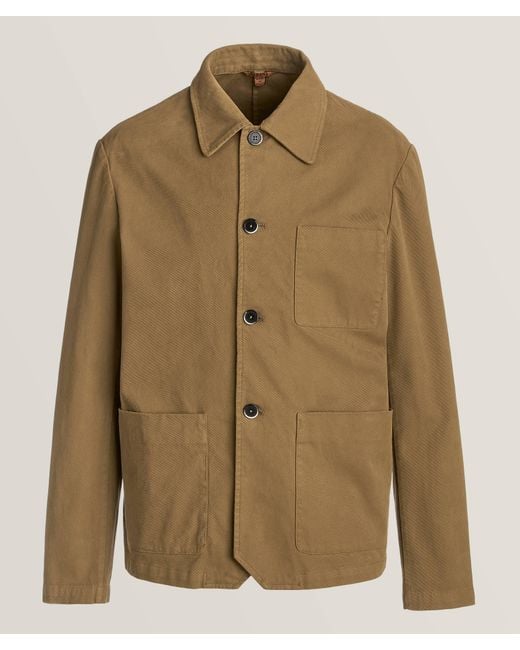Barena Green Stretch-Cotton Chore Jacket for men