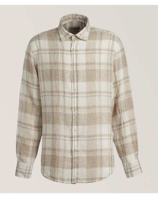 Bugatchi Natural Windowpane Linen Shirt for men