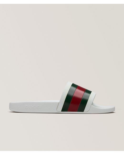 Gucci White Pursuit Pool Slides for men