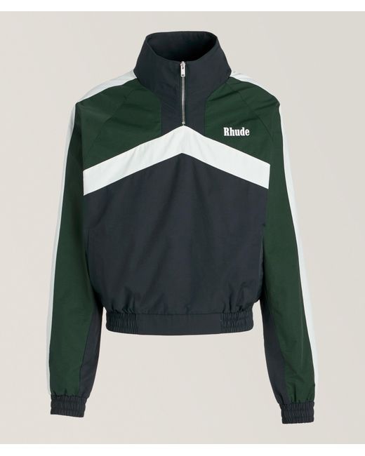 Rhude Green Cotton-Blend Quarter-Zip Track Jacket for men
