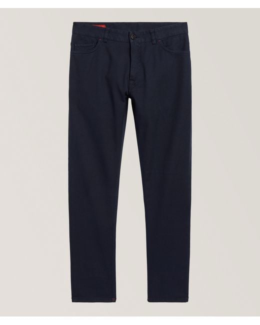 Isaia Blue Slim Straight Five-Pocket Jeans for men
