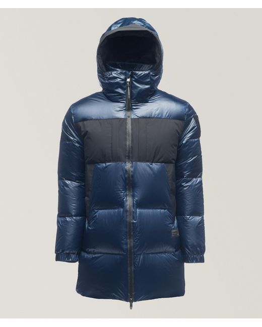 Nobis Blue Neelix Colourblock Down Long Puffer Jacket for men