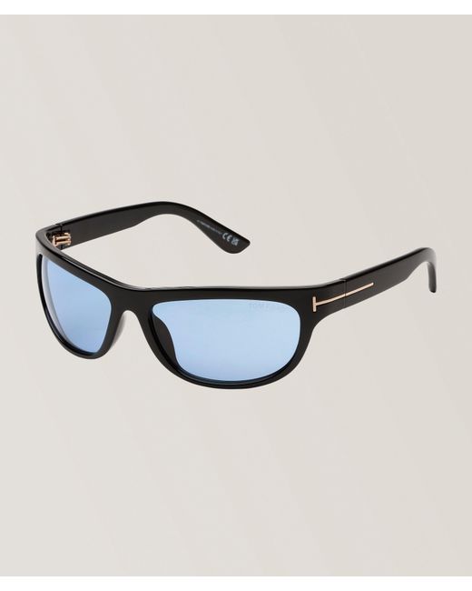 Tom Ford Blue Anders Wraparound Rectangular Sunglasses