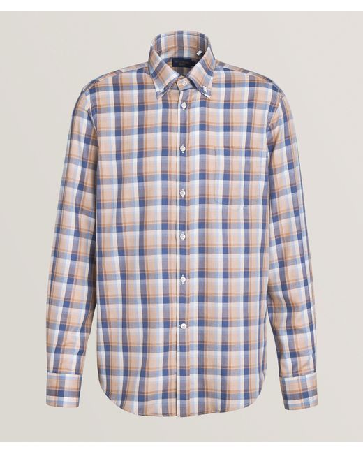 Paul & Shark Blue Check Cotton-Lyocell Sport Shirt for men