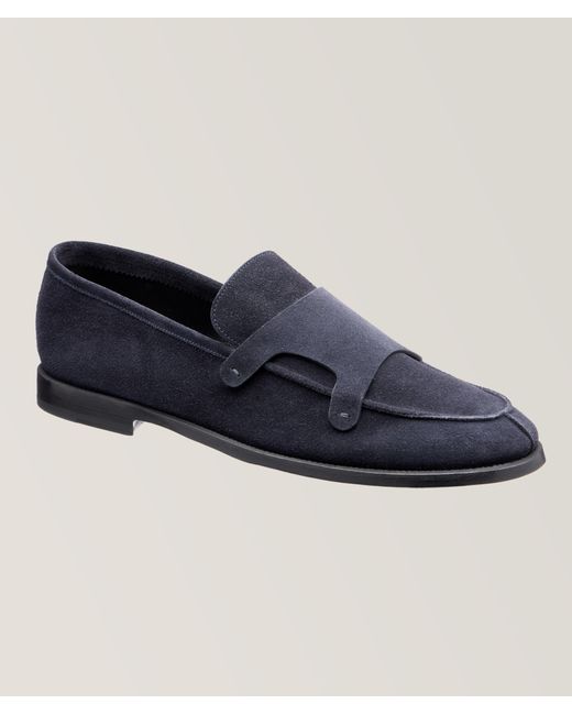 Neil Barrett Blue Suede Double Monkstrap Dress Loafers for men