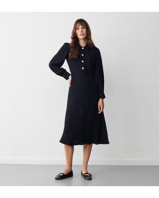 Finery London Black Rosa Crepe Midi Dress
